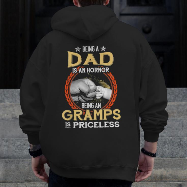 Being A Dad Is An Honor Being A Gramps Is Priceless Vintage Zip Up Hoodie Back Print