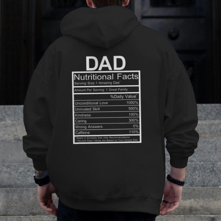 Dad Nutritional Facts Joke Sarcastic Family Zip Up Hoodie Back Print