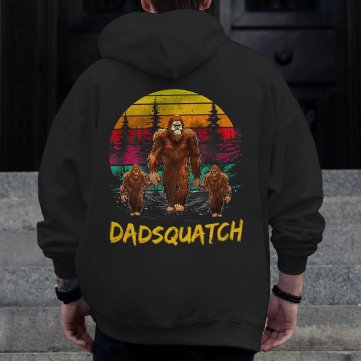 Dad Squatch Retro Bigfoot Dad Sasquatch Yeti Fathers Day Zip Up Hoodie Back Print
