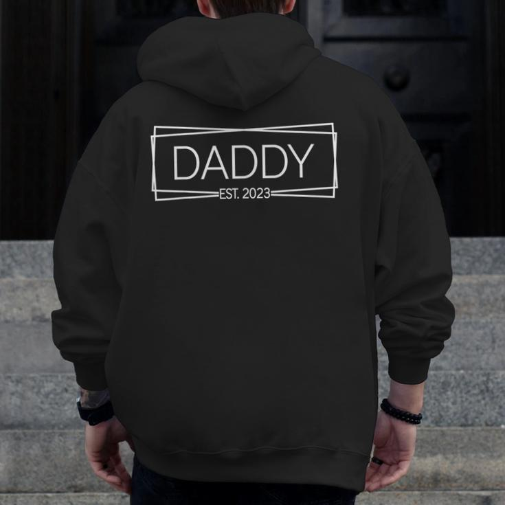 Daddy Est 2023 Promoted To Daddy 2023 Father's Day Dad Zip Up Hoodie Back Print