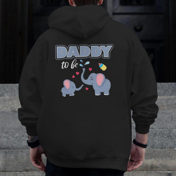 Daddy To Be Pregnancy Elephant Lovers Zip Up Hoodie Back Print