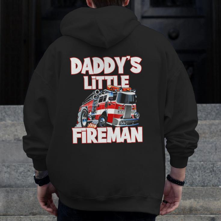 Daddy's Little Fireman Kids Firefighter Fireman's Zip Up Hoodie Back Print