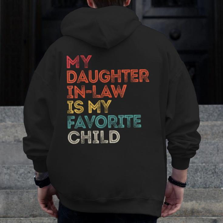 My Daughter Inlaw Is My Favorite Child Vintage Retro Father Zip Up Hoodie Back Print