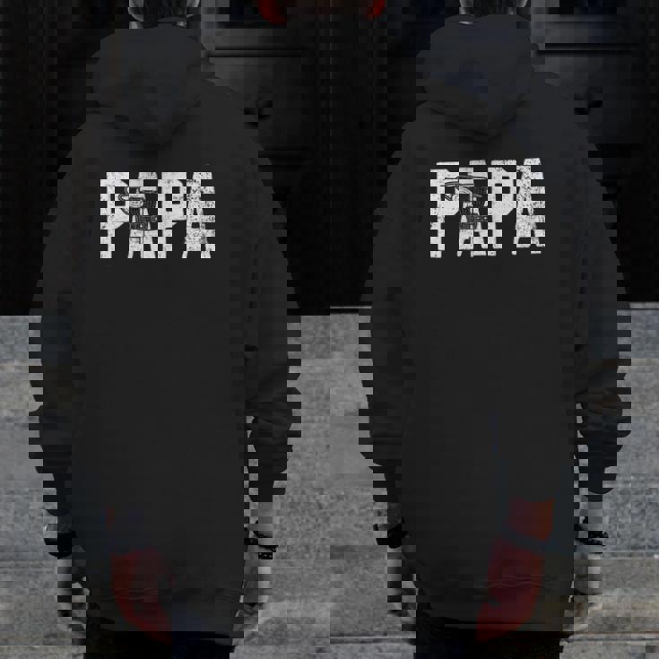 Disc Golf Papa Dad Disc Golfing Zip Up Hoodie Back Print Disc Golf Papa Dad Disc Golfing Zip Up Hoodie Back Print