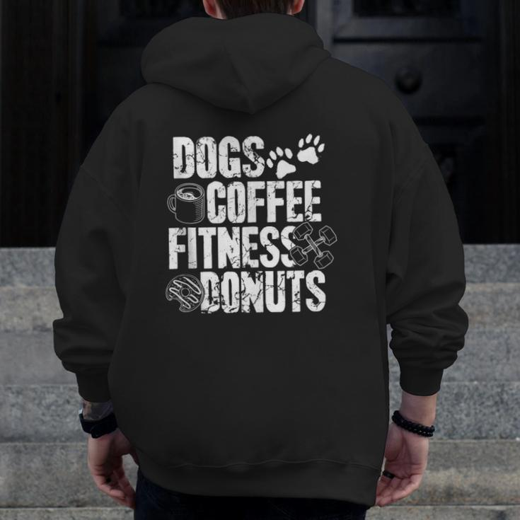 Dogs Coffee Fitness Donuts Gym Foodie Workout Fitness Zip Up Hoodie Back Print