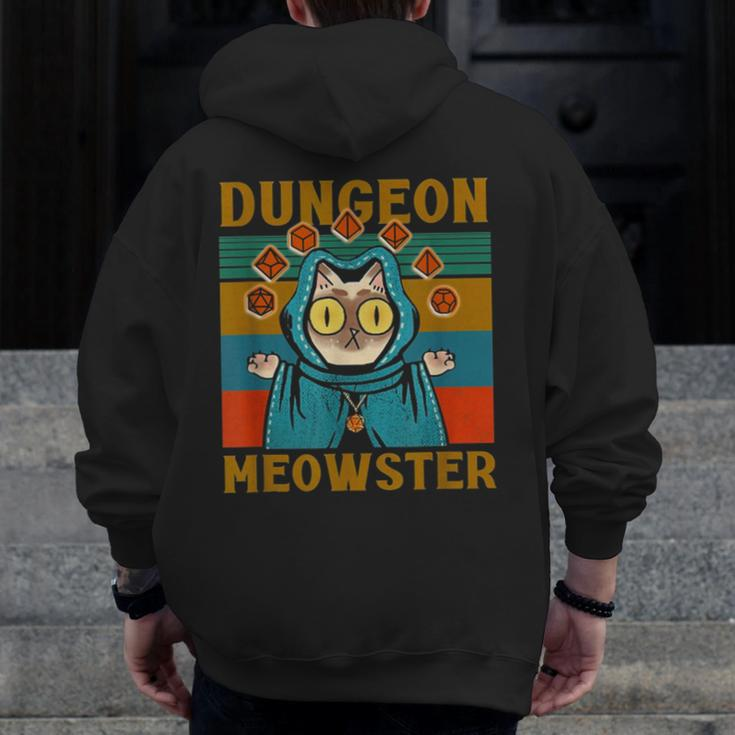 Dungeon Meowster Nerdy Halloween Cat Dad Zip Up Hoodie Back Print