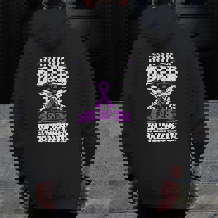 Epilepsy Warrior Dad Proud Epilepsy Awareness Month Zip Up Hoodie Back Print