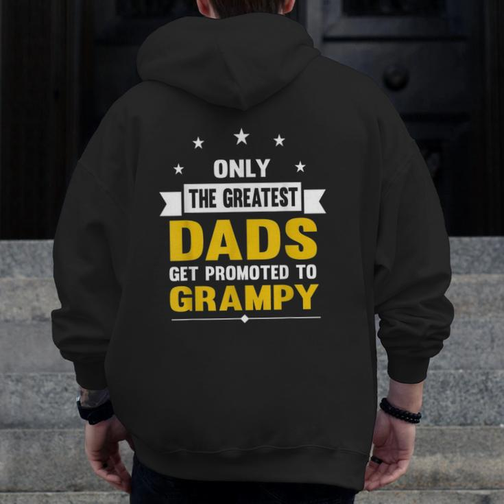 Family 365 The Greatest Dads Get Promoted To Grampy Grandpa Zip Up Hoodie Back Print