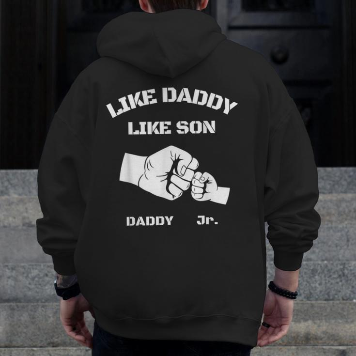 Father Son Fist Bump Matching Father's Day Daddy Dad & Son Zip Up Hoodie Back Print