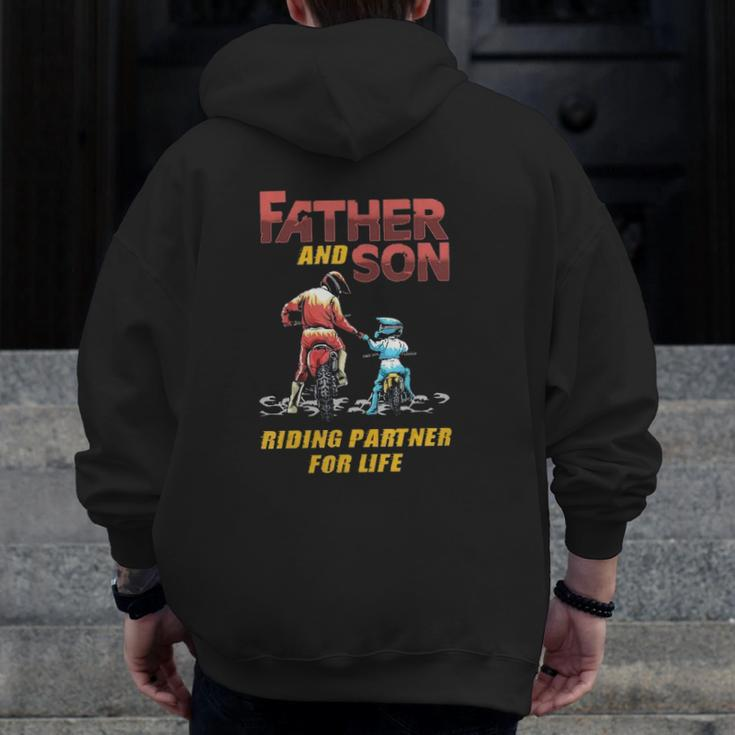 Father And Son Riding Partner For Life Zip Up Hoodie Back Print