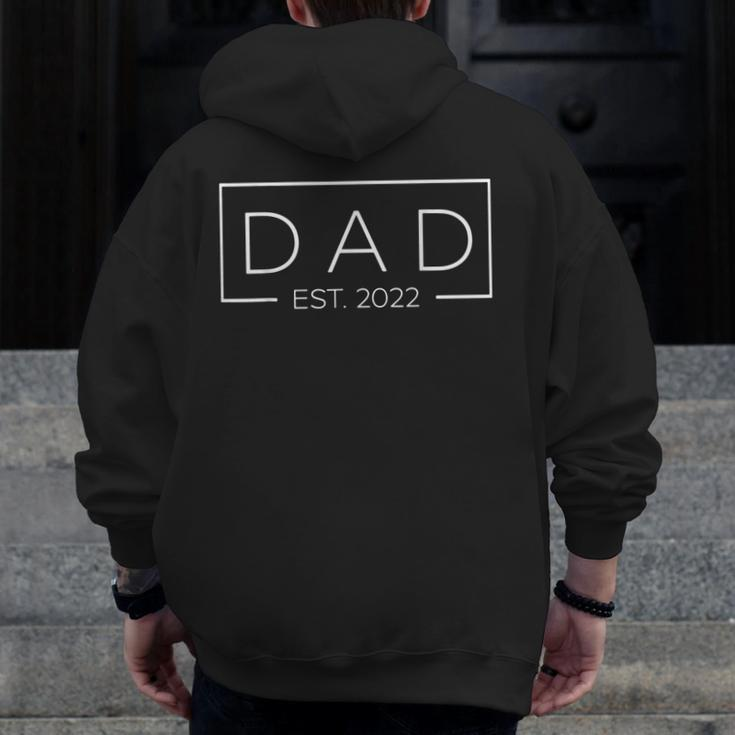 Fathers Day Dad Est 2022 Expect Baby Men New Dad Zip Up Hoodie Back Print