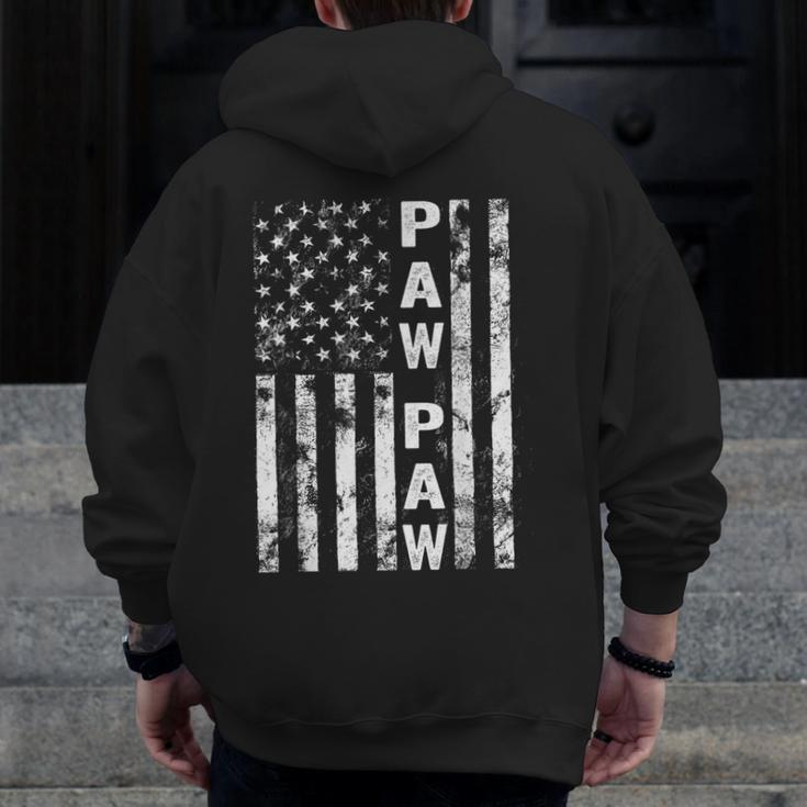 Fathers Day Paw Paw America Flag For Men Zip Up Hoodie Back Print