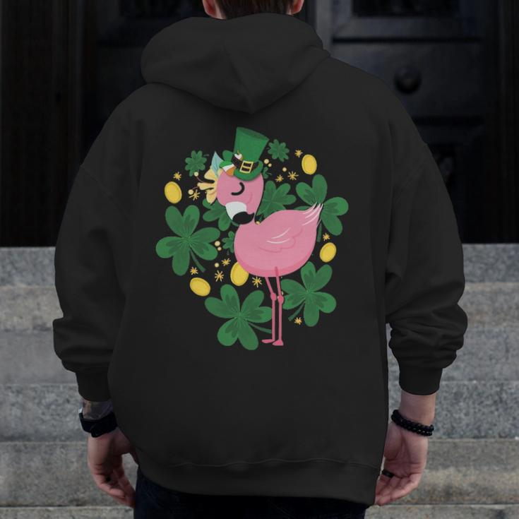 Flamingo St Patrick Day Pink Bird Lover Zip Up Hoodie Back Print