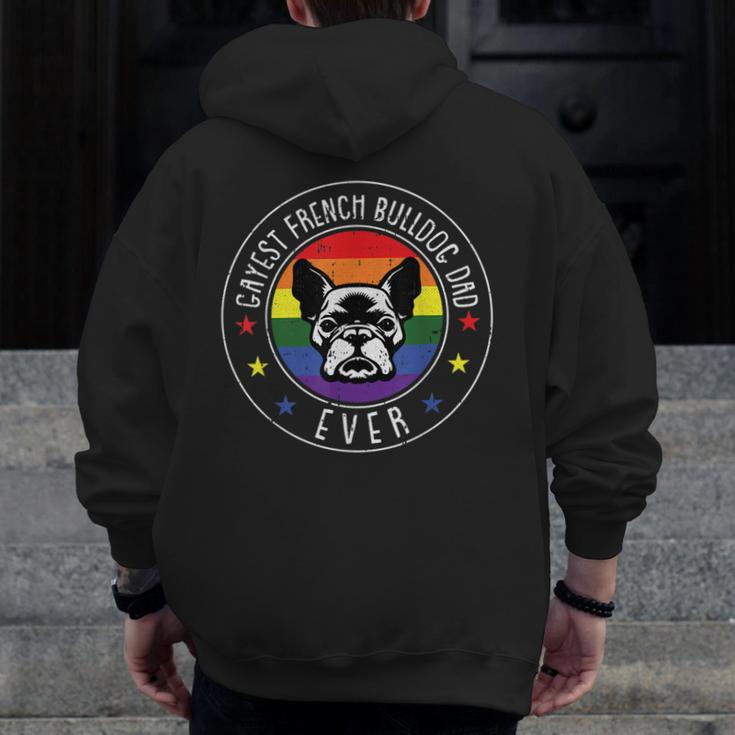 French Bulldog Dad Lgbt-Q Gay Pride Frenchie Dog Lover Ally Zip Up Hoodie Back Print