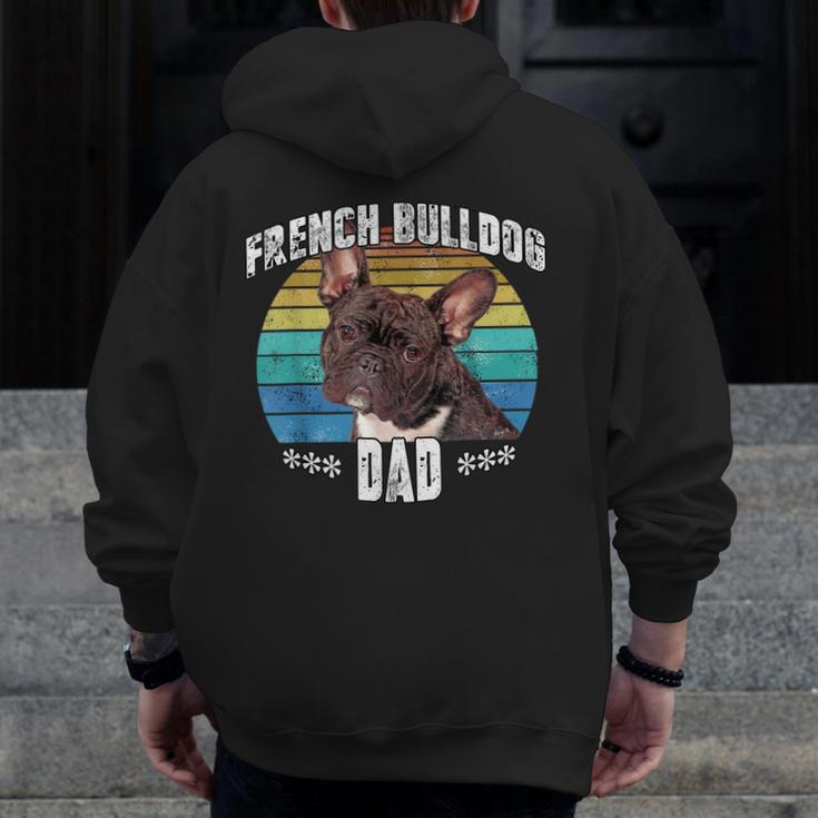 French Bulldog Frenchie Brindle Dad Daddy Fathers Day Zip Up Hoodie Back Print