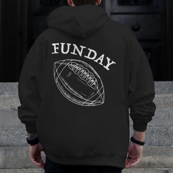 Funday American Football Dad Fathers Day Son Daddy Matching Zip Up Hoodie Back Print