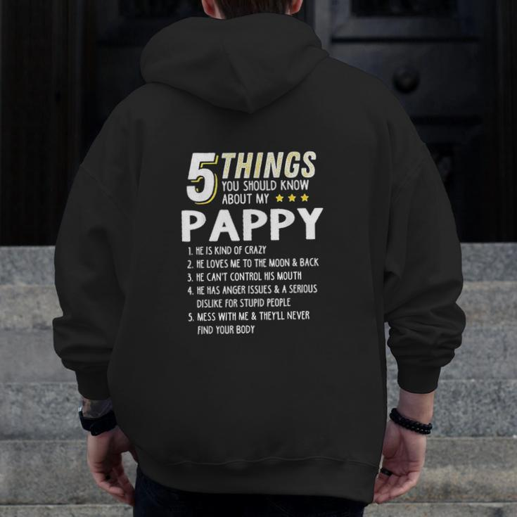 5 Things Grandpa Pappy Zip Up Hoodie Back Print