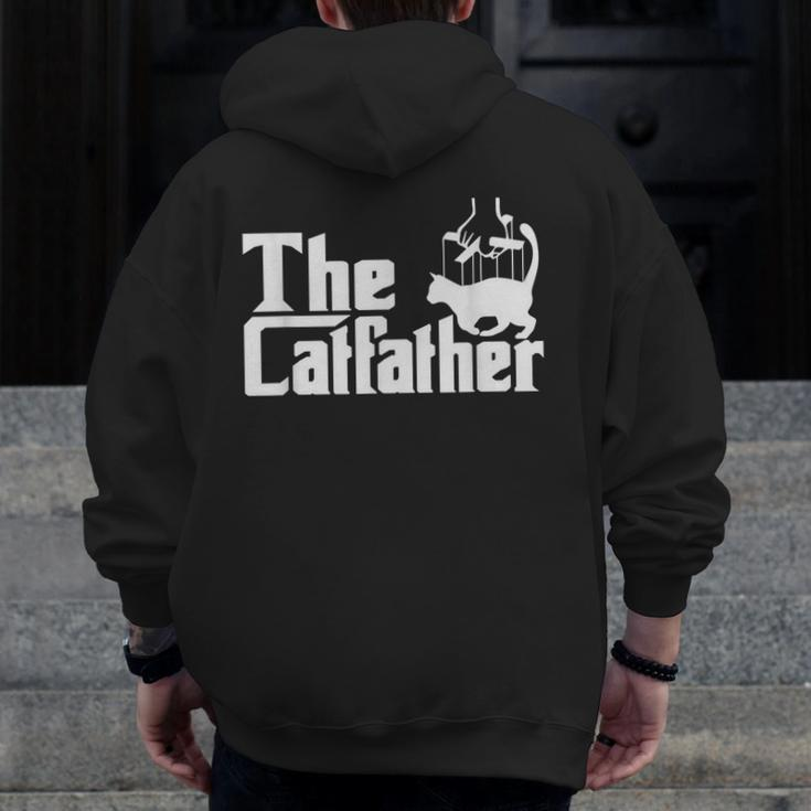 The Catfather Kitten Dad Summer For Pet Lovers Zip Up Hoodie Back Print