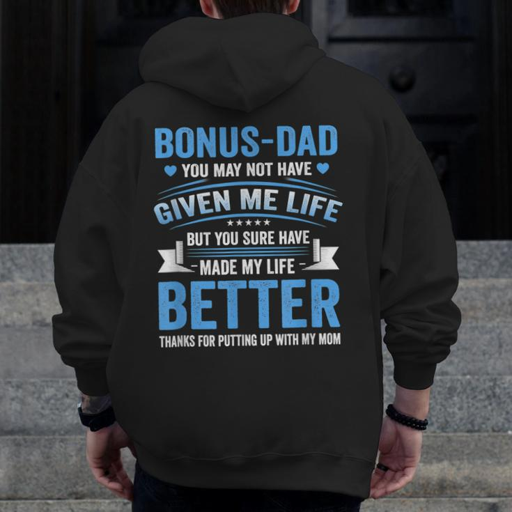 Father's Day Bonus Dad From Daughter Son Wife Zip Up Hoodie Back Print