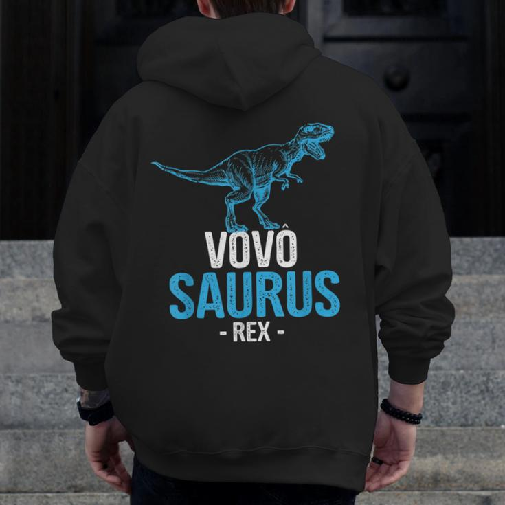 Father's Day For Grandpa Vovo Saurus Rex Zip Up Hoodie Back Print