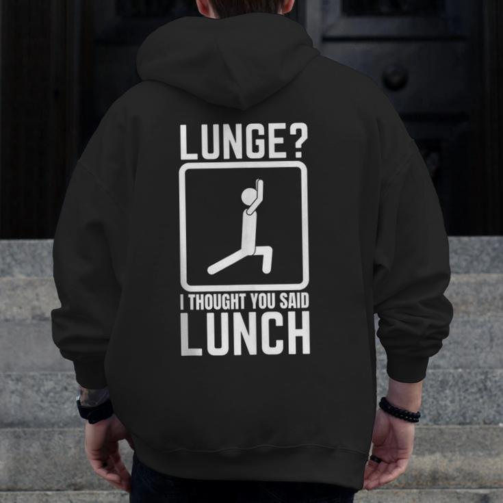 Gym Workout Top Lunge Lunch Stick Figure Zip Up Hoodie Back Print