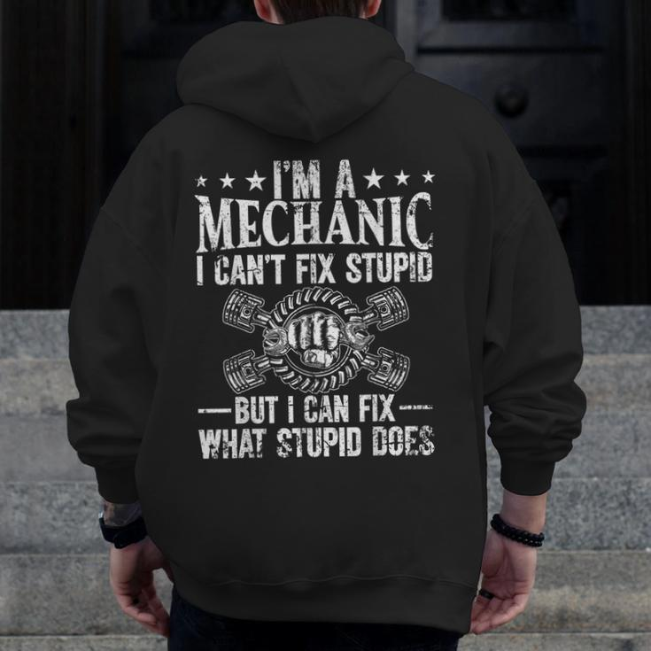 I'm A Mechanic For Men Dad Car Automobile Garage Zip Up Hoodie Back Print