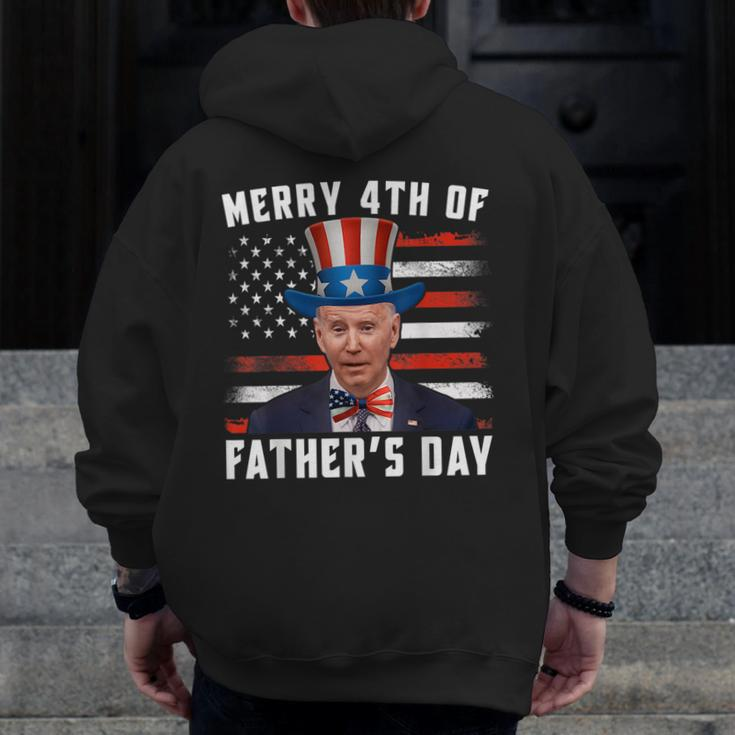 Joe Biden Happy Merry 4Th Of July Confused Fathers Day Zip Up Hoodie Back Print