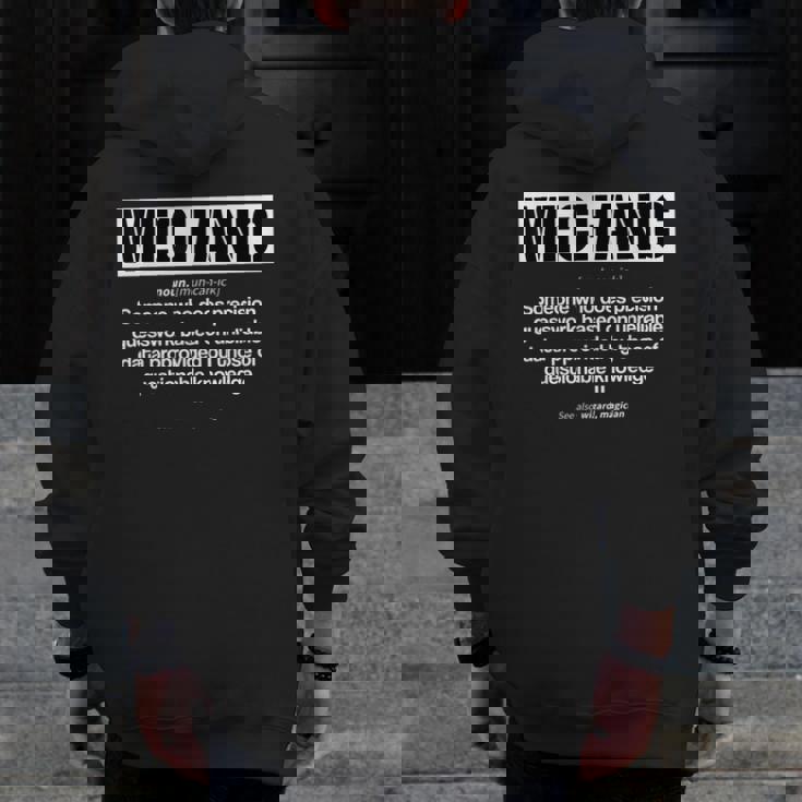 Mechanic Meaning Mechanic Noun Definition Father Day Zip Up Hoodie Back