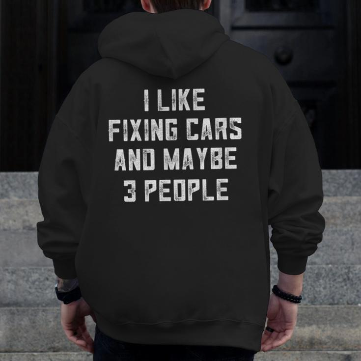 Mechanic For Men Auto Mechanic Fathers Day Zip Up Hoodie Back Print