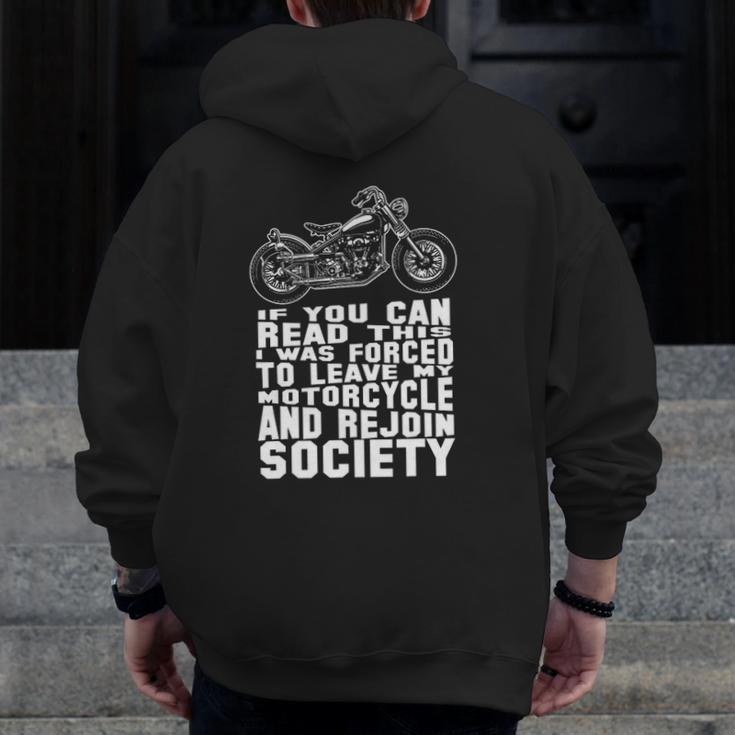 Motorcycle For Men Riding Biker Dad Bike Zip Up Hoodie Back Print