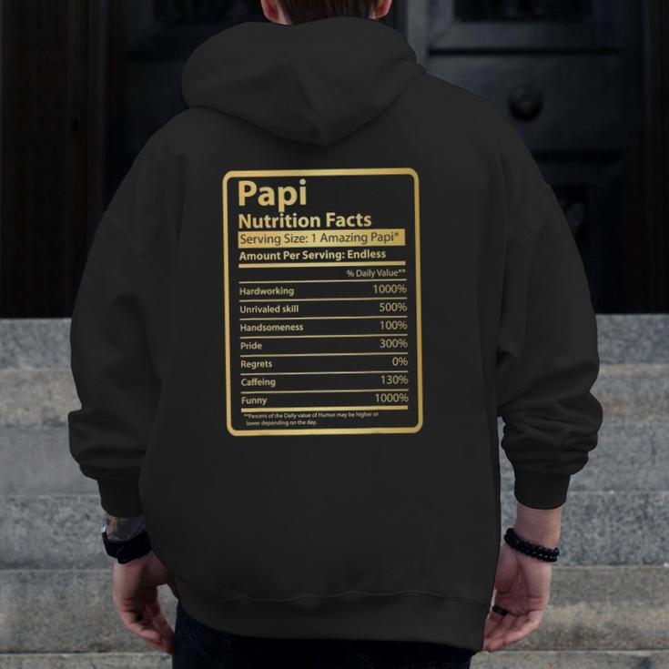 Papi Nutrition Facts Father's Day Papi Zip Up Hoodie Back Print