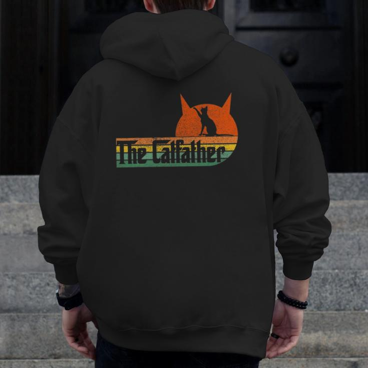 Vintage Retro The Catfather Zip Up Hoodie Back Print