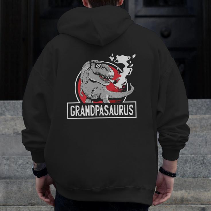 Grampasaurus Rex Grandfather Grampa Dinosaurs Grandpasaurus Zip Up Hoodie Back Print