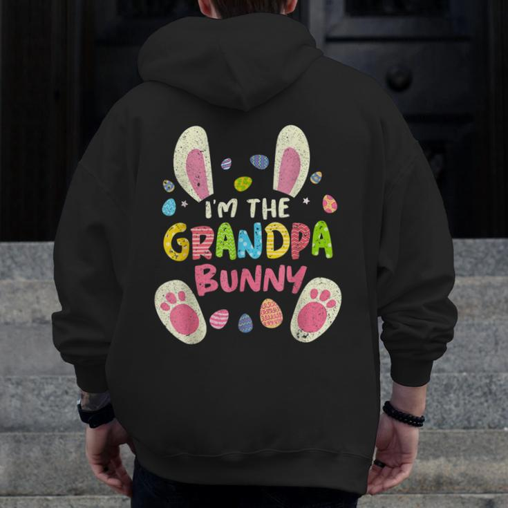 Grandpa Easter Matching Family Party Bunny Face Zip Up Hoodie Back Print