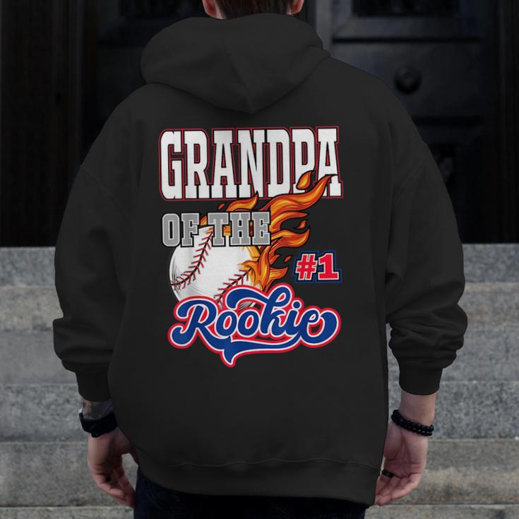 Grandpa Of The Rookie 1 Years Old Team Matching Family Party Zip Up Hoodie Back Print
