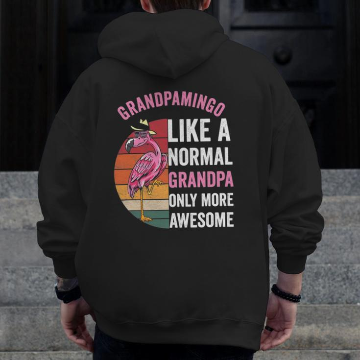 Grandpamingo Flamingo Grandpa Retro Flamingo Apparel For Men Zip Up Hoodie Back Print