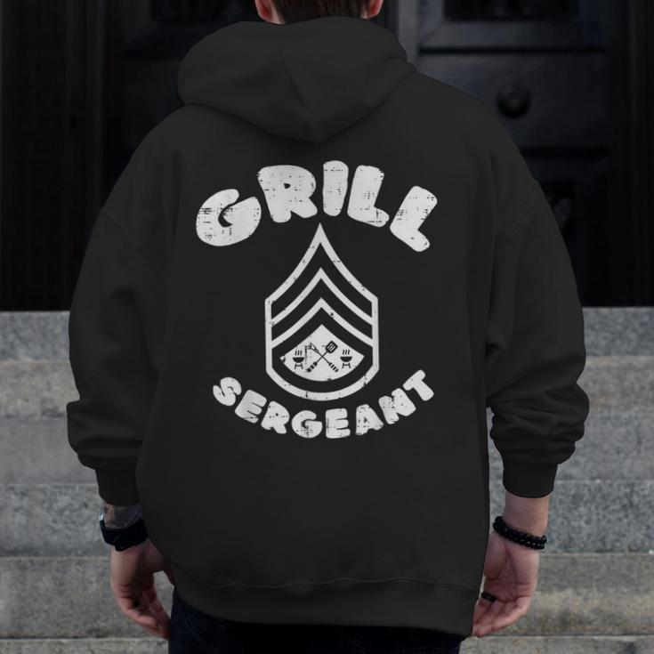 Grill Sergeant Bbq Barbecue Meat Lover Dad Boys Zip Up Hoodie Back Print