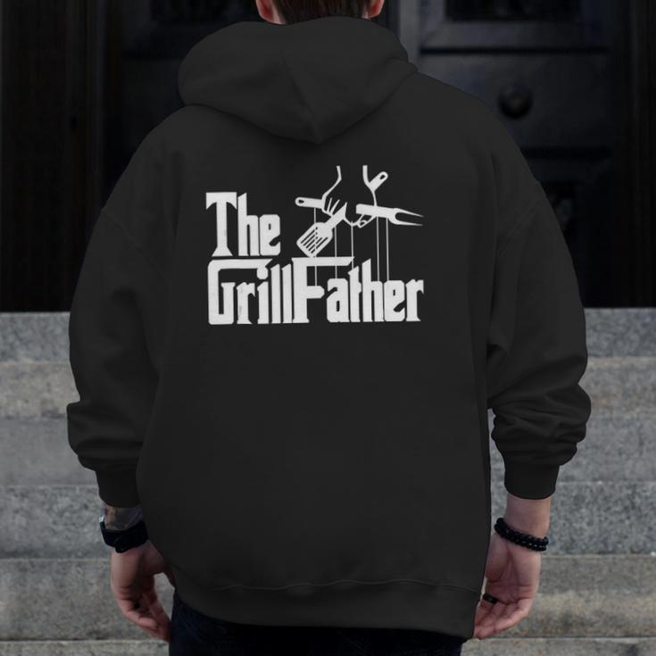 The Grillfather Barbecue Grilling Bbq The Grillfather Zip Up Hoodie Back Print