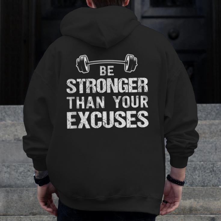 Gym Motivational Quote Bodybuilding Weightlifting Exercise Zip Up Hoodie Back Print