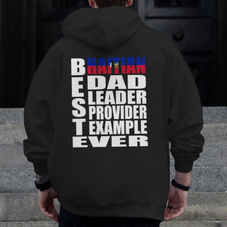 Haitian Dad For Men Haiti Father's Day Idea Zip Up Hoodie Back Print