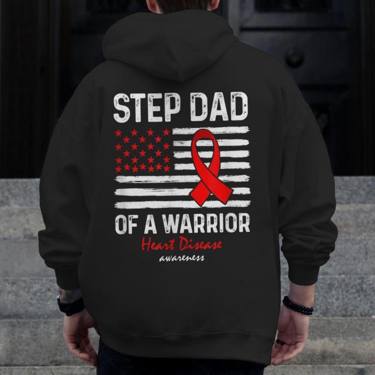 Heart Disease Survivor Support Step Dad Of A Warrior Zip Up Hoodie Back Print