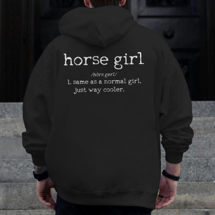 Horse Girl Definition Horseback Riding Rider Zip Up Hoodie Back Print
