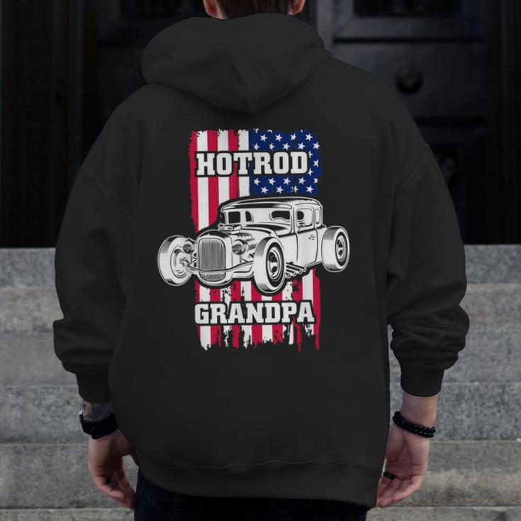 Hot Rod Grandpa American Vintage Tuning Mechanic Zip Up Hoodie Back Print