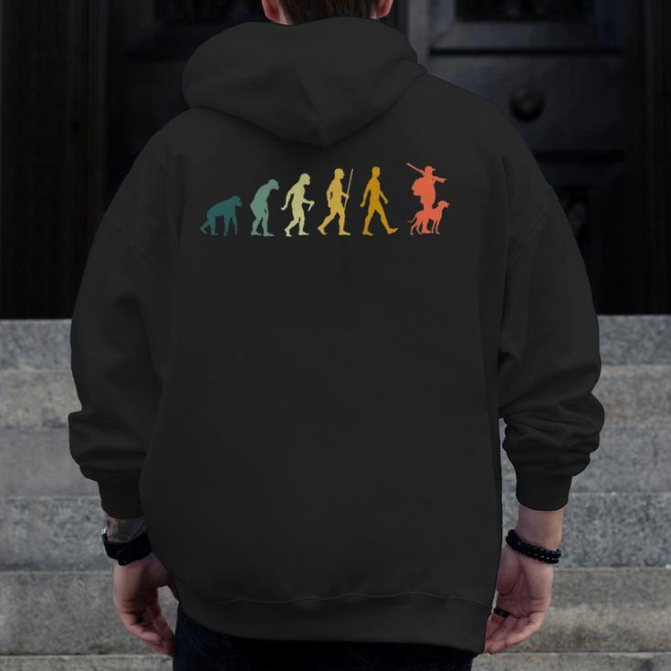 Hunting Dog Evolution Hunter With Dog Retro Hunting Dogs Zip Up Hoodie Back Print