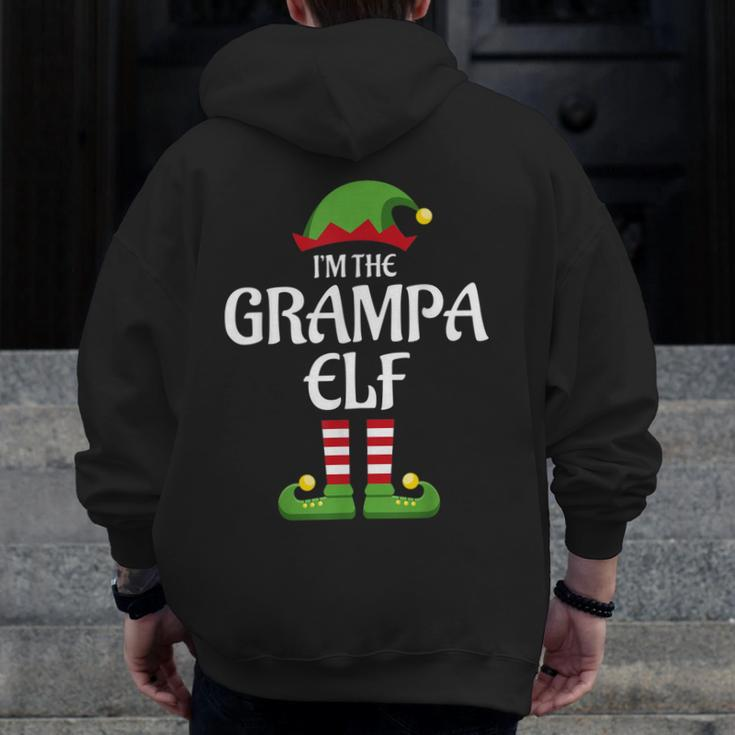 I'm The Grampa Elf Matching Family Christmas Grandpa Zip Up Hoodie Back Print