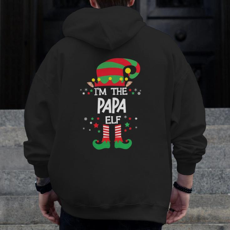 I'm The Papa Elf Group Matching Christmas Pajama Zip Up Hoodie Back Print