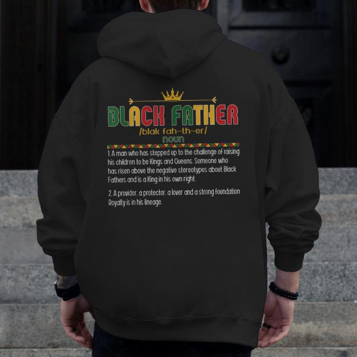 Junenth Black Father Definition Black Dad Fathers Day Zip Up Hoodie Back Print