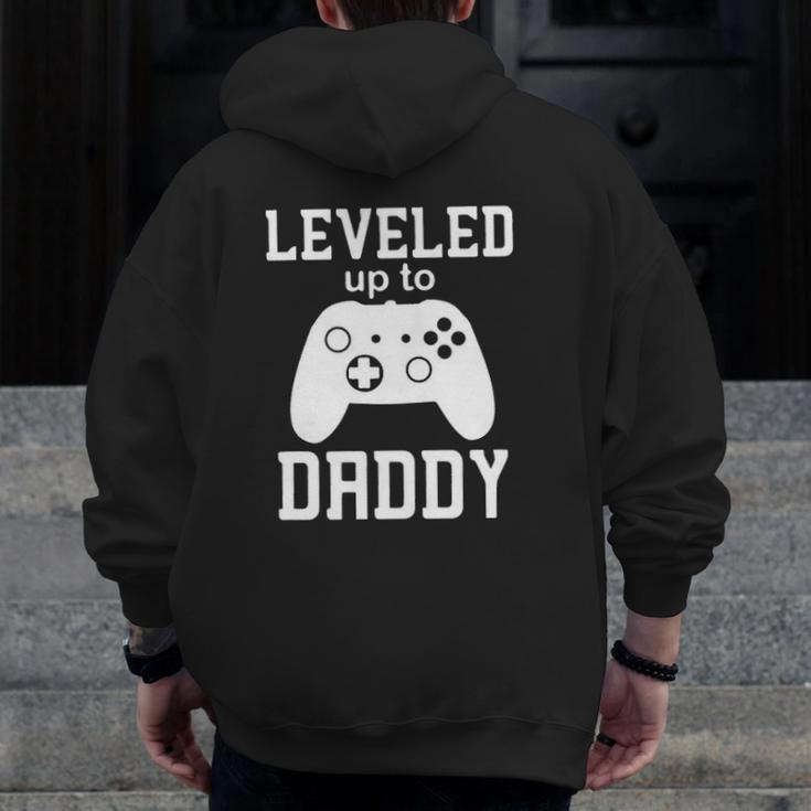 Leveled Up To Daddy Controller Game Father's Day Zip Up Hoodie Back Print