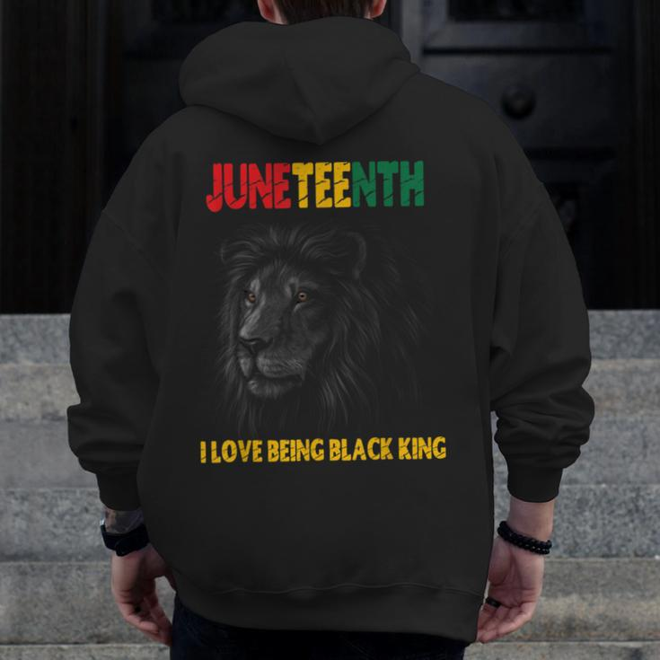 I Love Being A Black King Dad Fathers Day Lion Juneteenth Zip Up Hoodie Back Print