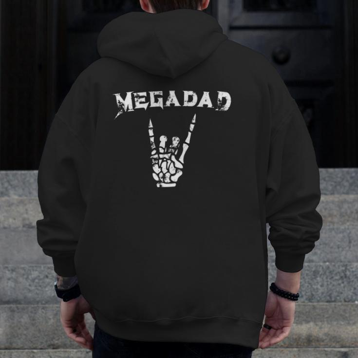 Megadad Rock Heavy Metal Guitar Dad Zip Up Hoodie Back Print